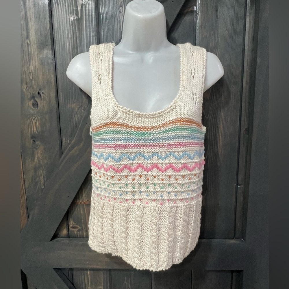 Vintage Perspective Crochet knit tank top medium cottage core grandma